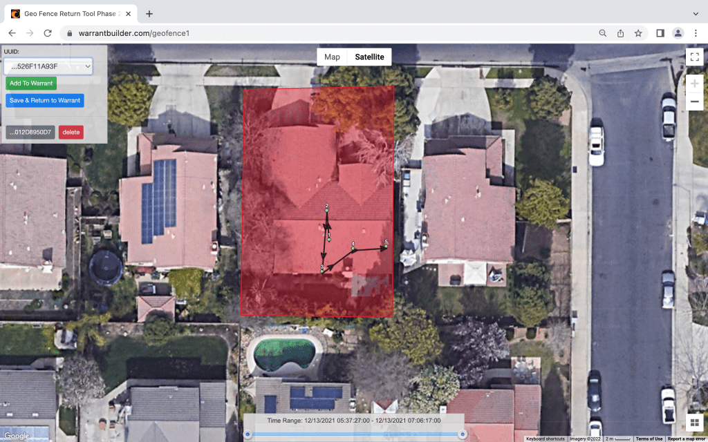 WarrantBuilder.com Geofence search warrant return tool.