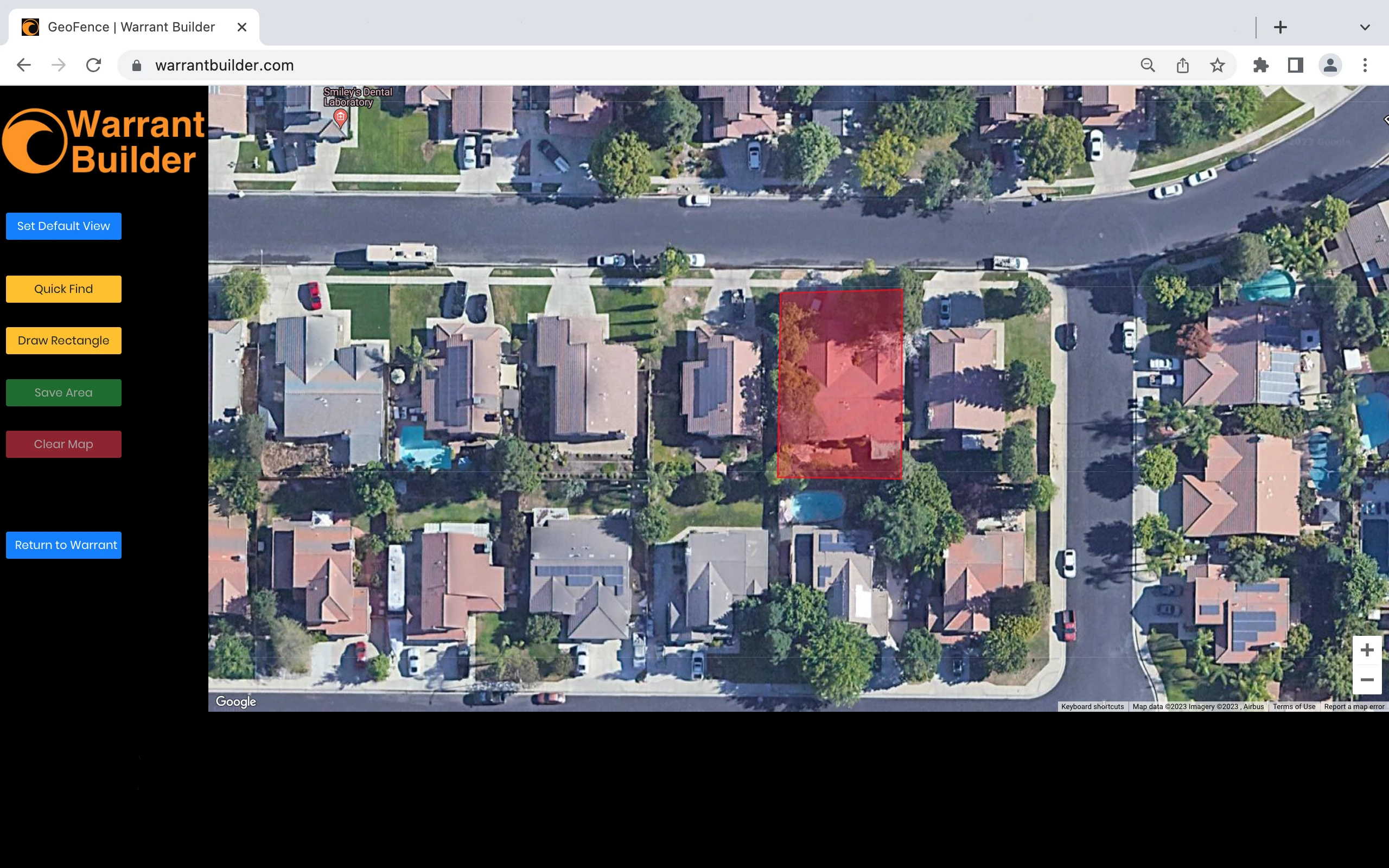 Warrant Builder geofence warrant tool showing Phase 1, reverse location anonymized ID, mobile phones