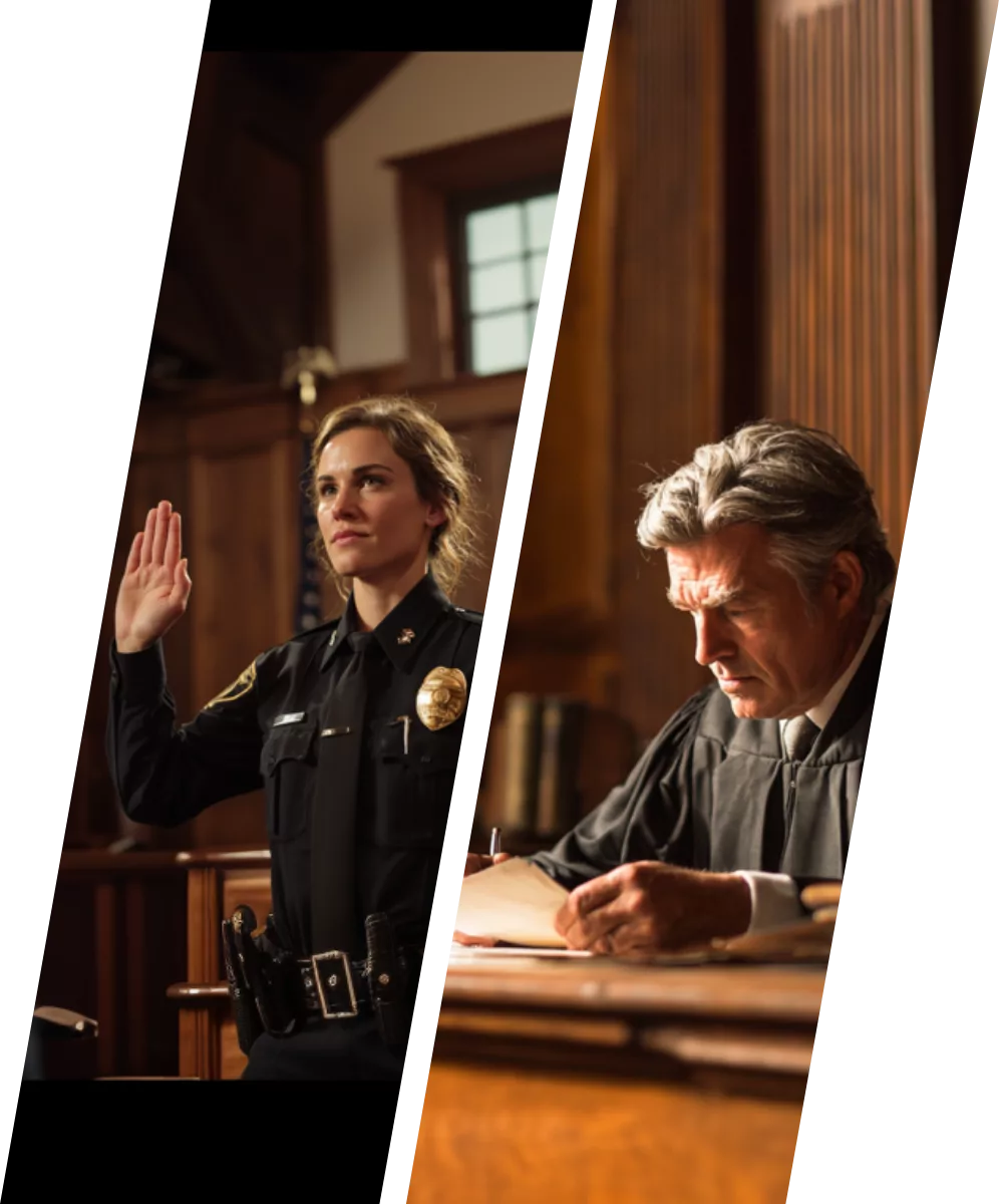 a police officer and a judge - warrant builder juris