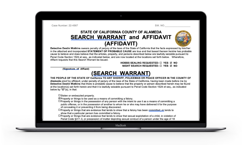 California Electronic communications privacy act search warrant